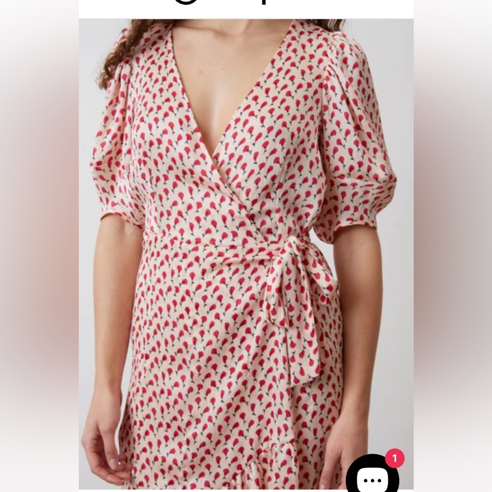 Gerard Darel dress nwt cream with red floral lady like polished sz36 nwt - Picture 4 of 10